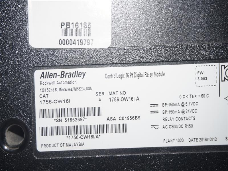 Allen Bradley 1756-OW16I SER A ControlLogix 16 Pt Digital Relay Module Original Packaging Module in Stock
